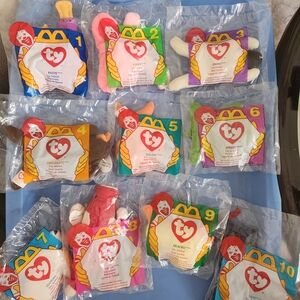 Ty Beanie Babies Happy Meal Toys - Pink, Orange, Green, Brown